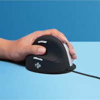 R-Go HE Mouse R-Go  - Ergonomische Maus - Gro&szlig; (Handl&auml;nge &uuml;ber 185mm) - linksh&auml;ndig - kabelgebunden - Linksh&auml;ndig - Vertikale Ausf&uuml;hrung - USB Typ-A - 3500 DPI - Schwarz