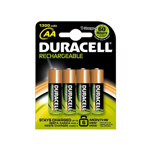 Duracell DUR039247 - Wiederaufladbarer Akku - 1,2 V - 4 Stück(e) - 1300 mAh - Schwarz - Kupfer - Sichtverpackung