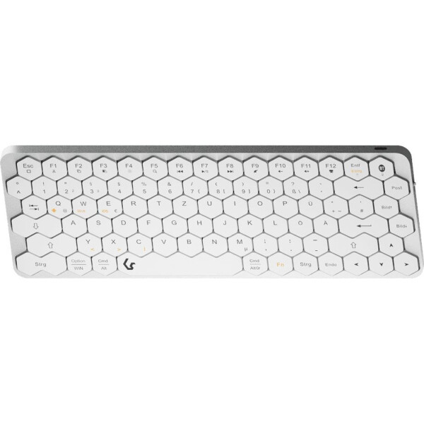 KeySonic Mini Tastatur mit wabenförmigen Tasten Multimediatasten Aluminium Silber/Weiß - Tastatur