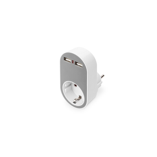 DIGITUS Universal Steckdosenadapter mit 2 x USB-A