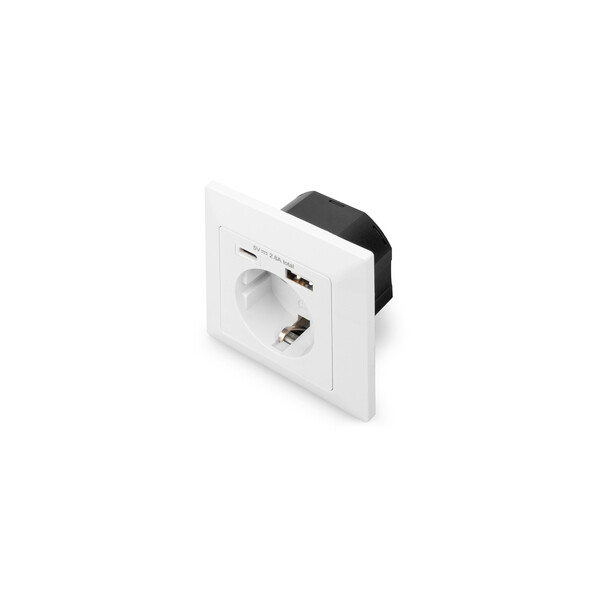 DIGITUS Sicherheits-Steckdose für Unterputzmontage mit 1 x USB Type-C,  1 x USB A