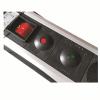 M-CAB Steckdosenleiste Protect 6 - Alu - 2m - 2 m - 6 AC-Ausgänge - Indoor - Typ F - Schwarz - Silber - Schwarz