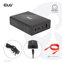 Club 3D Travel Charger 132W GAN technology - Four port USB Type-A and -C - Power Delivery(PD) 3.0 Support - Indoor - Gleichstrom - Schwarz