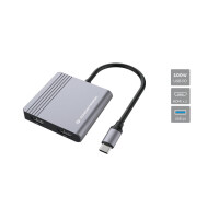 Conceptronic DONN13G - Kabelgebunden - USB 3.2 Gen 1 (3.1 Gen 1) Type-C - 100 W - Grau - 5 Gbit/s - 4K Ultra HD