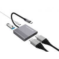 Conceptronic DONN13G - Kabelgebunden - USB 3.2 Gen 1 (3.1 Gen 1) Type-C - 100 W - Grau - 5 Gbit/s - 4K Ultra HD