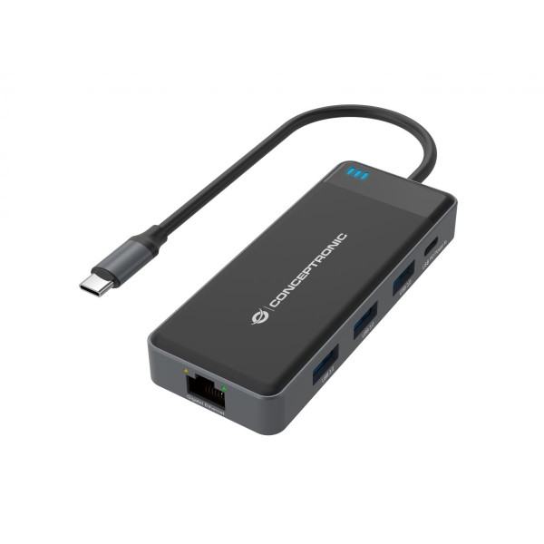 Conceptronic DONN14G - Kabelgebunden - USB 3.2 Gen 1 (3.1 Gen 1) Type-C - 100 W - 1000 Mbit/s - Grau - 5 Gbit/s