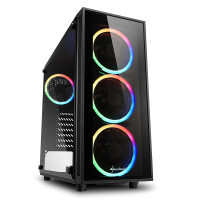 Sharkoon TG4 - Midi Tower - PC - Schwarz - ATX - micro ATX - Mini-ITX - Gehärtetes Glas - Blau - Grün - Rot