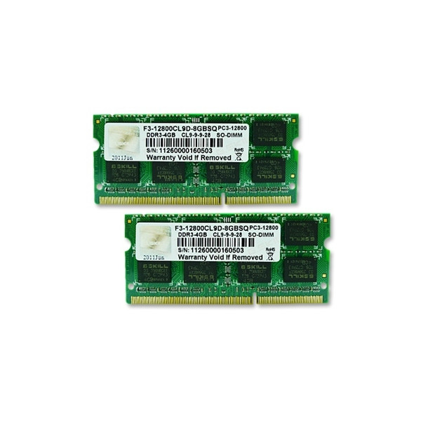 G.Skill 8GB DDR3-1600 SQ - 8 GB - 2 x 4 GB - DDR3 - 1600 MHz - 204-pin SO-DIMM