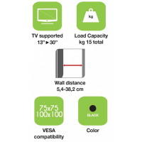 Techly Wandhalterung für LCD TV LED 13"-30" neigbar 2 Gelenke, schwarz