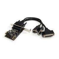 StarTech.com 2S1P PCI Express Schnittstellenkarte - PCIe Seriell / Parallel Karte mit Breakout Kabel - PCIe - Parallel - Seriell - Niedriges Profil - RS-232 - Schwarz - Silber - CE - FCC - REACH