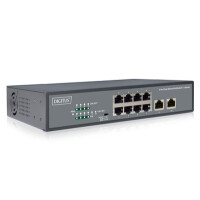 DIGITUS 8-Port Fast Ethernet PoE Netzwerkswitch, Desktop, unmanaged, 2 Uplink Ports RJ45,120 W, af/at