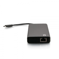 C2G USB-C® 9-in-1-Dual-Display-Dockingstation mit HDMI® - Ethernet - USB - 3,5-mm-Audio und Power Delivery bis zu 60 W - 4K 30 Hz (TAA-konform) - Kabelgebunden - USB 3.2 Gen 1 (3.1 Gen 1) Type-C - 60 W - 10,100,1000 Mbit/s - Schwarz - 5 Gbit/s