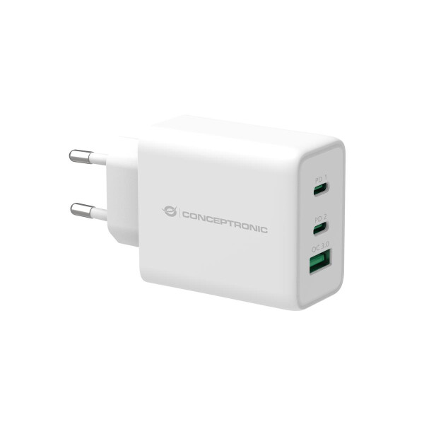 Conceptronic ALTHEA 3-Port 65W GaN USB-PD-Ladegerät - QC 3.0 - Indoor - AC - 5 V - Weiß