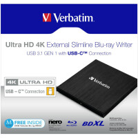Verbatim 43888 - Schwarz - Oben - Notebook - Blu-Ray DVD Combo - Serial ATA III - BD - BD-R - BD-R DL - CD - DVD