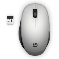 HP Dual-Mode-Maus - Beidhändig - Optisch - RF Wireless + Bluetooth - Schwarz - Silber