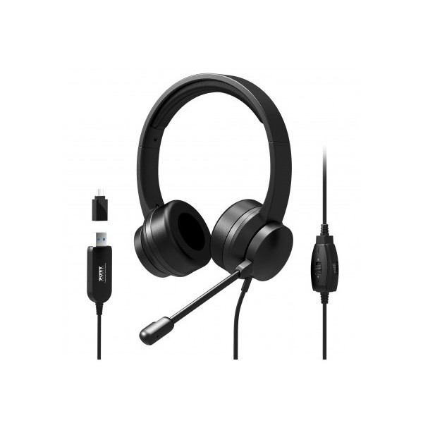 PORT Designs 901605 headphones/headset Head-band USB Type-A Black