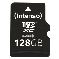 Intenso 3413491 - 128 GB - MicroSDXC - Klasse 10 - 25 MB/s - Schockresistent - Temperaturbest&auml;ndig - Wasserdicht - R&ouml;ntgensicher - Schwarz