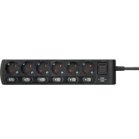 Brennenstuhl 1153110116 - 2 m - 6 AC-Ausgänge - Indoor - IP20 - Schwarz - 16 A