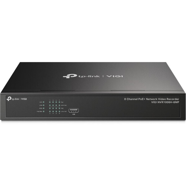 TP-LINK VIGI NVR1008H-8MP - 8 Kanäle - 3840 x 2160 Pixel - 720p - 1080p - 2160p - 3840x2160,1920x1080 - 1680x1050 - 1440x900 - 1280x1024 - 1024x768 - 1280x720 - 1280x720@60fps - 1920x1080@60fps - 3840x2160@30fps - H.264 - H.264+ - H.265 - H.265+