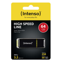 Intenso High Speed Line - 64 GB - USB Typ-A - 3.2 Gen 1 (3.1 Gen 1) - 250 MB/s - Kappe - Schwarz - Gelb