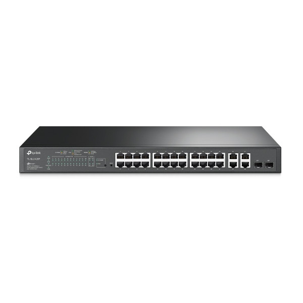 TP-LINK Smart PoE Switch T1500-28PCT - Switch - 24 x 10/100 (PoE) + 2 x SFP + 4 x 10/100/1000