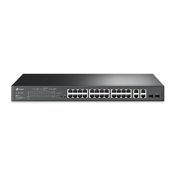TP-LINK Smart PoE Switch T1500-28PCT - Switch - 24 x 10/100 (PoE) + 2 x SFP + 4 x 10/100/1000