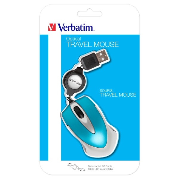 Verbatim Go Mini - Beidhändig - Optisch - USB Typ-A - 1000 DPI - Blau - Silber