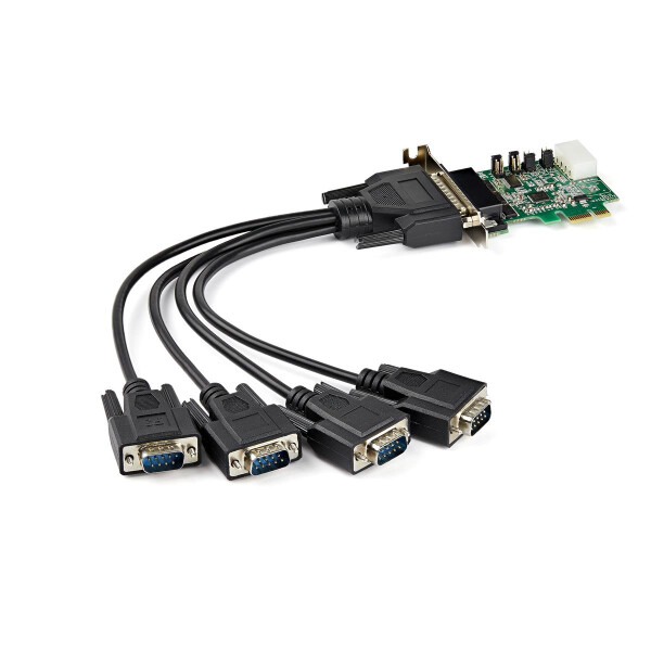 StarTech.com 4 Port Serielle PCI Express RS232 Adapter Karte - PCIe Serielle Host Controller Karte - PCIe zu Seriell DB9 - 16950 UART - Niedrig Profil Erweiterungskarte - Windows & Linux - PCIe - Seriell - PCIe 1.1 - Grün - 214358 h - CE - FCC