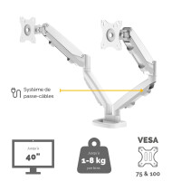 Fellowes Eppa - Clamp/Grommet - 8 kg - 99,1 cm (39") - 100 x 100 mm - Höhenverstellung - Weiß
