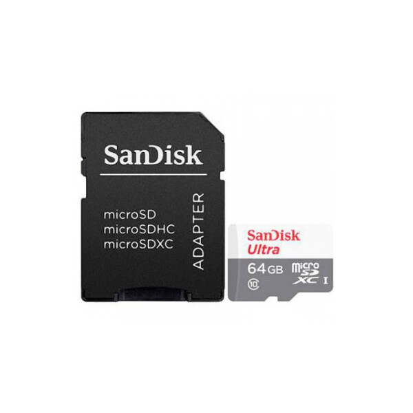 SanDisk 64GB Ultra microSDXC - 64 GB - MicroSDXC - Klasse 10 - 100 MB/s - 10 MB/s - Grau