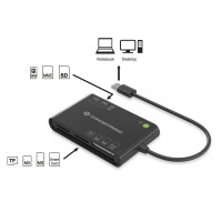 Conceptronic BIAN All-in-One Smart-ID Kartenleser - USB 3.2 Gen 1 (3.1 Gen 1) - Schwarz - 26 g