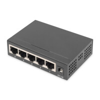 DIGITUS Switch 5-Port Gigabit Unmanaged Metallgehäuse schw - Switch - 1 Gbps