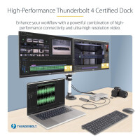 StarTech.com Thunderbolt 4 Dockingstation, Multi Monitor Dock für 4 Monitore, 2x HDMI/2x D
