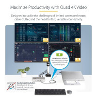 StarTech.com Thunderbolt 4 Dockingstation, Multi Monitor Dock für 4 Monitore, 2x HDMI/2x D