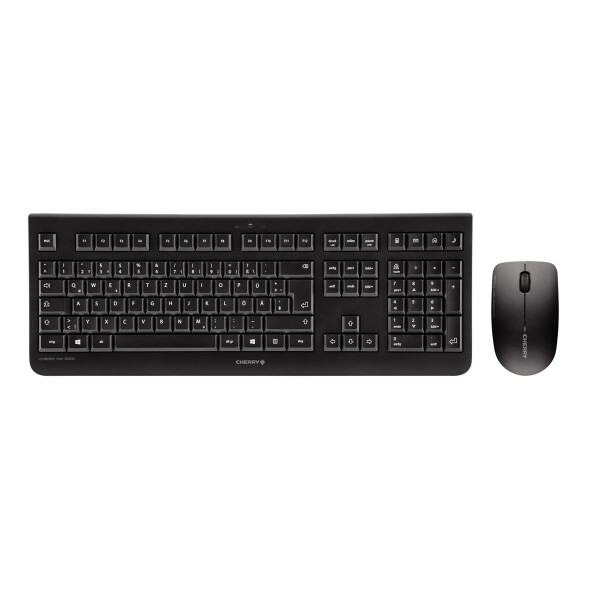 Cherry DW 3000, Volle Größe (100%), RF Wireless, Mechanischer Switch, QWERTZ, Schwarz, Maus enthalten