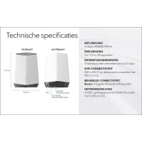 Netgear Orbi Pro WiFi 6 Tri-band Mesh System Router (SXR80), Grau, Weiß, Intern, Leistung, Tri-Band (2,4 GHz / 5 GHz / 5 GHz), Wi-Fi 6 (802.11ax), 802.11a, 802.11b, 802.11g, Wi-Fi 4 (802.11n), Wi-Fi 5 (802.11ac), Wi-Fi 6 (802.11ax)
