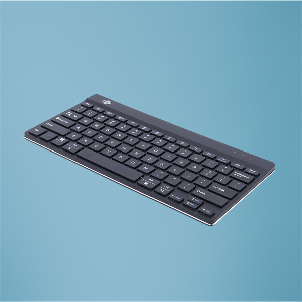 R-Go Tools Compact Break Ergonomische Tastatur R-Go , kompakte Tastatur mit Pausensoftware, QWERTY (US), Bluetooth, Schwarz, 75%, Kabellos, Bluetooth, Membran Key Switch, QWERTY, Schwarz