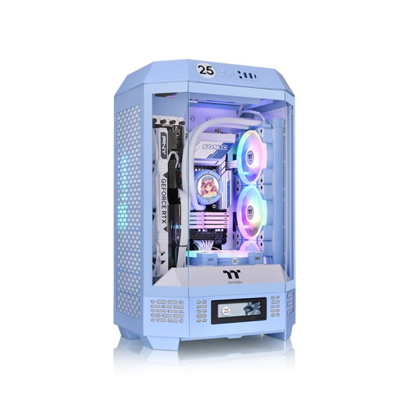 Thermaltake The Tower 300, Micro Tower, PC, Blau, micro ATX, Mini-ITX, SPCC, Gehärtetes Glas, 21 cm