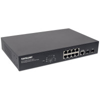 Intellinet 8-Port Gigabit Ethernet PoE+ Web-Managed Switch mit 2 SFP-Ports, 8 x PoE-Ports, IEEE 802.3at/af Power over Ethernet (PoE+/PoE), 140 W, Endspan, Desktop, PDM-Funktion, 19" Rackmount, Managed, Gigabit Ethernet (10/100/1000), Power over Ethernet (