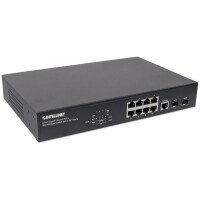 Intellinet 8-Port Gigabit Ethernet PoE+ Web-Managed Switch mit 2 SFP-Ports, 8 x PoE-Ports, IEEE 802.3at/af Power over Ethernet (PoE+/PoE), 140 W, Endspan, Desktop, PDM-Funktion, 19" Rackmount, Managed, Gigabit Ethernet (10/100/1000), Power over Ethernet (