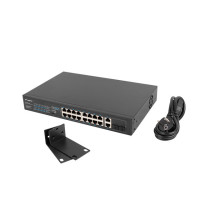 Lanberg RSFE-16P-2C-250, Unmanaged, Gigabit Ethernet (10/100/1000), Power over Ethernet (PoE), Rack-Einbau, 1U