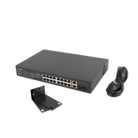 Lanberg RSFE-16P-2C-250, Unmanaged, Gigabit Ethernet (10/100/1000), Power over Ethernet (PoE), Rack-Einbau, 1U