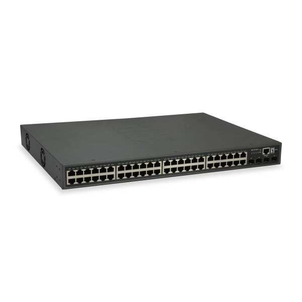 LevelOne 52-Port L3 Lite Managed Gigabit PoE Switch, 4 x 10GbE SFP+, 48 PoE-Ausgänge, 400W PoE-Leistungsbudget, Managed, L3, Gigabit Ethernet (10/100/1000), Power over Ethernet (PoE), Rack-Einbau
