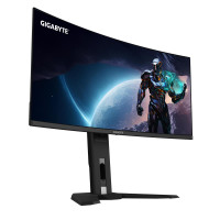 Gigabyte OLED WQHD Curved Gaming Monitor MO34WQC2 - 34 Zoll, 3440x1440 (WQHD), 240Hz, 0,03ms, KVM, 250 cd/m², FreeSync Premium Pro, DisplayHDR True Black 400, HDMI 2.1, 86,4 cm (34"), 3440 x 1440 Pixel, Wide Quad HD, OLED, 0,03 ms, Schwarz