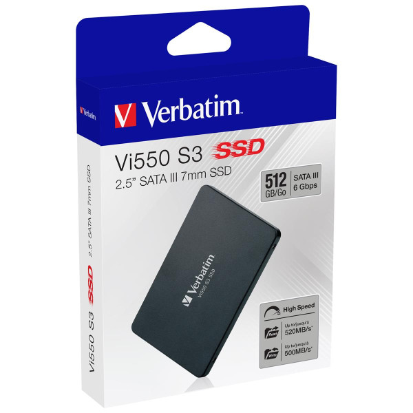 Verbatim Vi550 S3 SSD 512GB, 512 GB, 2.5", 520 MB/s, 6 Gbit/s