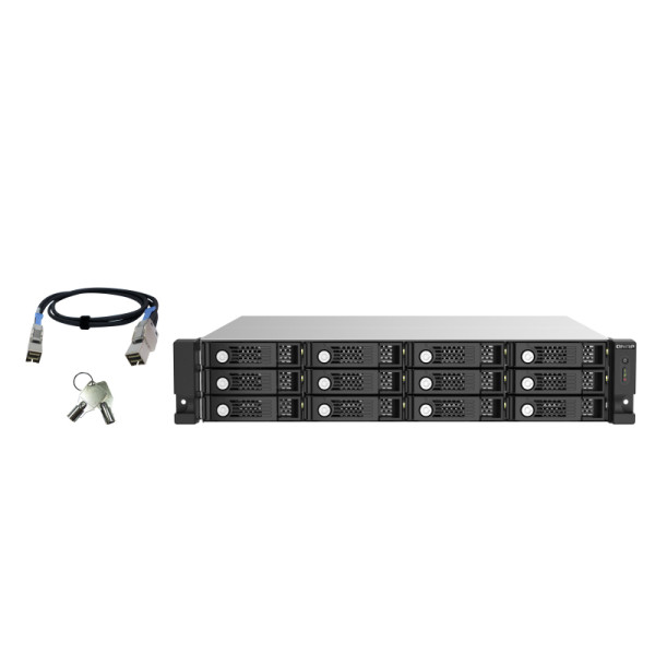 QNAP TL-R1220Sep-RP, HDD / SSD-Gehäuse, 2.5/3.5", SAS-3, Serial ATA III, 12 Gbit/s, Hot-Swap, Schwarz, Grau