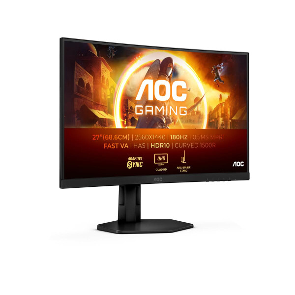 AOC Gaming CQ27G4X - 27 Zoll QHD Curved Monitor 180 Hz 0.5 ms FreeSync Prem. HDR10 - 27" - DisplayPort