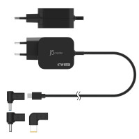 j5create JUP1565DCE3A-EN GaN-PD-USB-C®-Mini-Ladegerät mit 67 Watt und 3 EU-konformen DC-Steckverbindertypen, Ladegerät, Universal, 100 - 240V, 60 Hz, 67 W, USB-C® cable: 5V, 9V, 12V, 15V, 20V, 20.3V