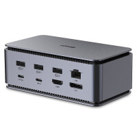 Lindy 43372, Andocken, USB4, 100 W, 3,5 mm, 1000 Mbit/s, Anthrazit