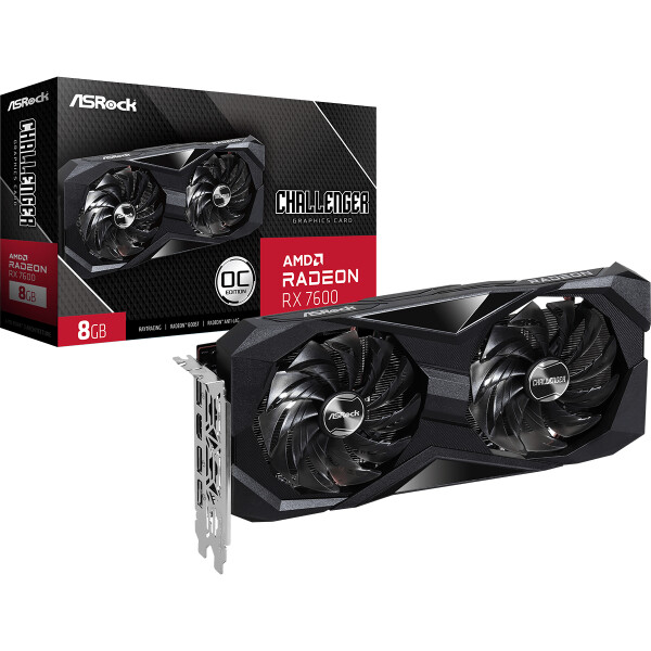 ASRock Challenger 90-GA41ZZ-00UANF, Radeon RX 7600, 8 GB, GDDR6, 128 Bit, 7680 x 4320 Pixel, PCI Express x8 4.0